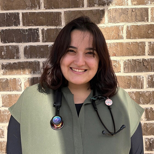 Cat Care of Fayette veterinary team member Marina with a stethoscope at the Peachtree City GA cat clinic